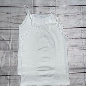 (L) Fruit of the Loom Girls Undershirt Tank Cami White Set of 2 Modest